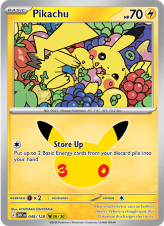 Pokémonkaart Pikachu nummer 048/128 uit de set 30th Celebration (Mega Evolution)