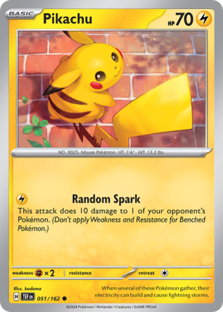 Pokémonkaart Pikachu nummer 51/162 uit de set Temporal Forces (Scarlet & Violet)