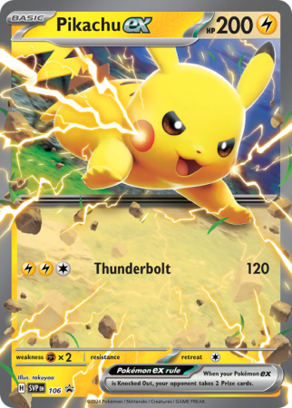 Pokémonkaart Pikachu ex nummer 106/14 uit de set Scarlet & Violet Black Star Promos (Scarlet & Violet)