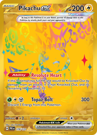 Pokémonkaart Pikachu ex nummer 179/131 uit de set Prismatic Evolutions (Scarlet & Violet)