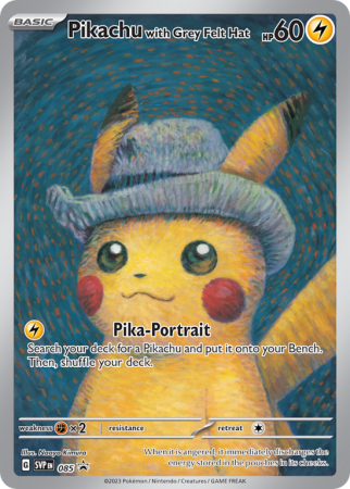 Pokémonkaart Pikachu with Grey Felt Hat nummer 85/14 uit de set Scarlet & Violet Black Star Promos (Scarlet & Violet)