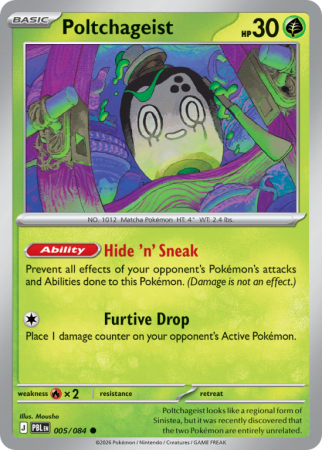 Pokémonkaart Poltchageist nummer 5/84 uit de set Pitch Black (Mega Evolution)