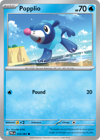 Pokémonkaart Popplio nummer 18/84 uit de set Pitch Black (Mega Evolution)