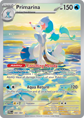 Pokémonkaart Primarina nummer 88/84 uit de set Pitch Black (Mega Evolution)