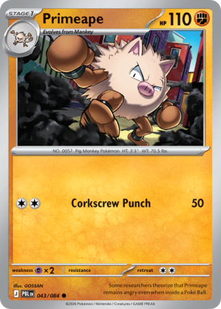Pokémonkaart Primeape nummer 43/84 uit de set Pitch Black (Mega Evolution)