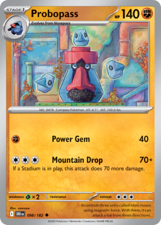 Pokémonkaart Probopass nummer 98/182 uit de set Destined Rivals (Scarlet & Violet)