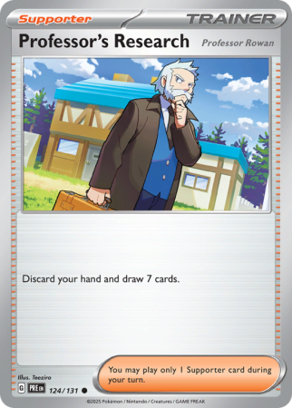 Pokémonkaart Professor's Research nummer 124/131 uit de set Prismatic Evolutions (Scarlet & Violet)