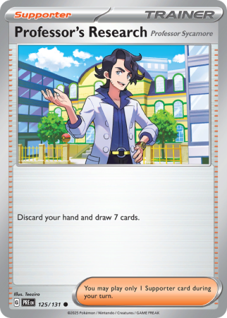 Pokémonkaart Professor's Research nummer 125/131 uit de set Prismatic Evolutions (Scarlet & Violet)