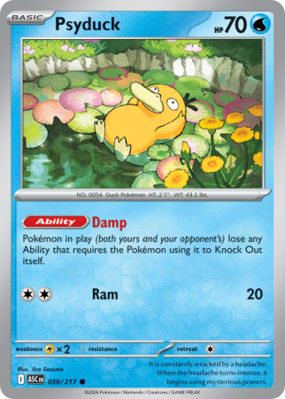 Pokémonkaart Psyduck nummer 39/217