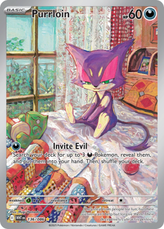 Pokémonkaart Purrloin nummer 136/86 uit de set White Flare (Scarlet & Violet)