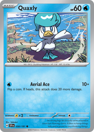Pokémonkaart Quaxly nummer 50/191 uit de set Surging Sparks (Scarlet & Violet)