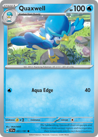 Pokémonkaart Quaxwell nummer 51/191 uit de set Surging Sparks (Scarlet & Violet)