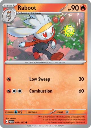Pokémonkaart Raboot nummer 37/217