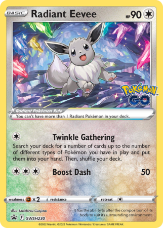 Pokémonkaart Radiant Eevee nummer SWSH230/103