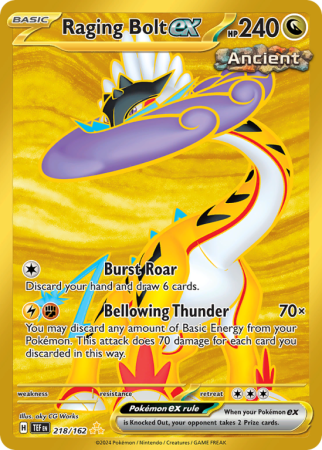 Pokémonkaart Raging Bolt ex nummer 218/162 uit de set Temporal Forces (Scarlet & Violet)