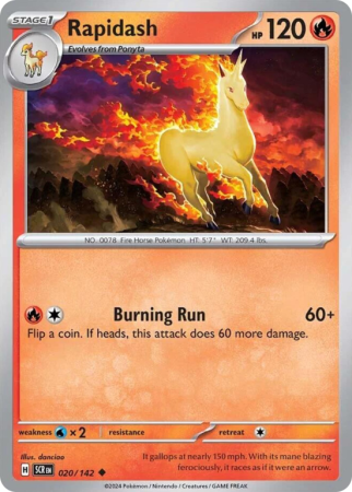Pokémonkaart Rapidash nummer 20/142 uit de set Stellar Crown (Scarlet & Violet)