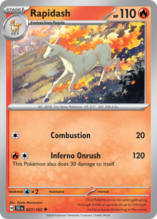 Pokémonkaart Rapidash nummer 27/162 uit de set Temporal Forces (Scarlet & Violet)