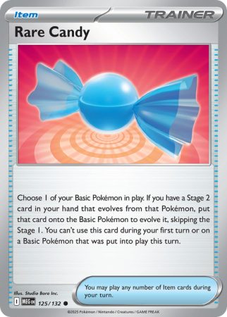 Pokémonkaart Rare Candy nummer 125/132 uit de set Mega Evolution