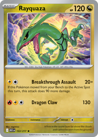 Pokémonkaart Rayquaza nummer 153/217 uit de set Ascended Heroes (Mega Evolution)
