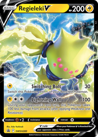 Pokémonkaart Regieleki V nummer SWSH280/103 uit de set SWSH Black Star Promos (Sword & Shield)