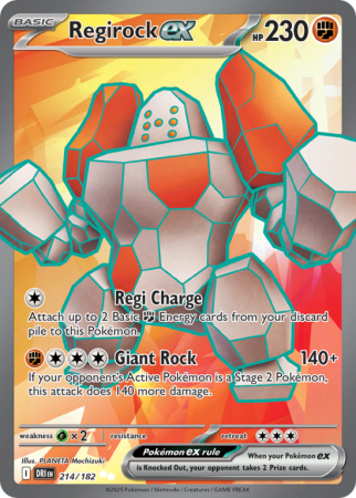 Pokémonkaart Regirock ex nummer 214/182