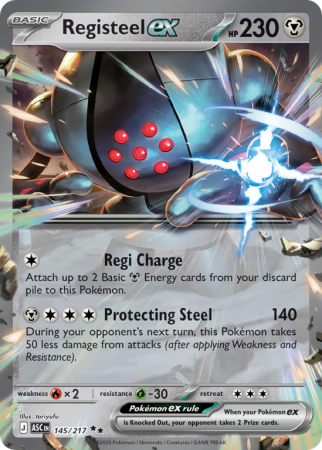 Pokémonkaart Registeel ex nummer 145/217 uit de set Ascended Heroes (Mega Evolution)
