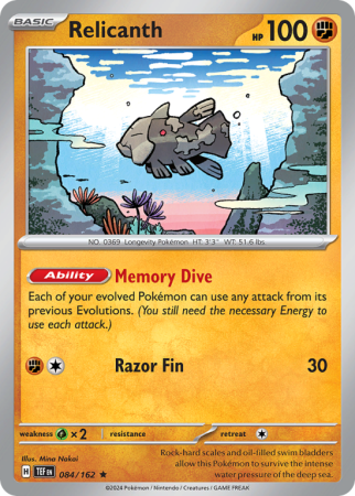 Pokémonkaart Relicanth nummer 84/162 uit de set Temporal Forces (Scarlet & Violet)