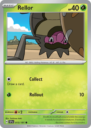 Pokémonkaart Rellor nummer 13/191 uit de set Surging Sparks (Scarlet & Violet)