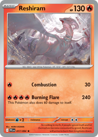 Pokémonkaart Reshiram nummer 17/94 uit de set Phantasmal Flames (Mega Evolution)
