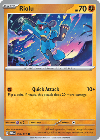 Pokémonkaart Riolu nummer 50/131 uit de set Prismatic Evolutions (Scarlet & Violet)