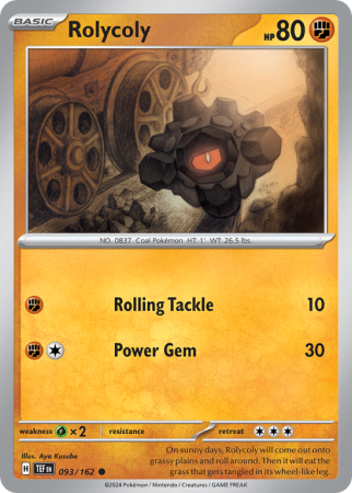 Pokémonkaart Rolycoly nummer 93/162 uit de set Temporal Forces (Scarlet & Violet)