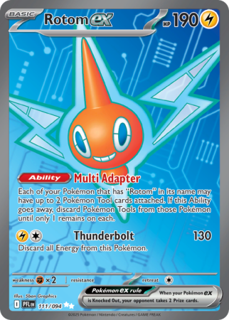 Pokémonkaart Rotom ex nummer 111/94 uit de set Phantasmal Flames (Mega Evolution)