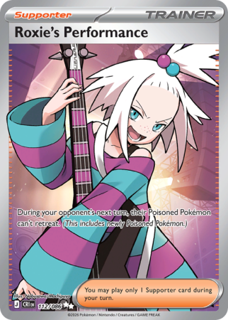 Pokémonkaart Roxie's Performance nummer 112/86 uit de set Chaos Rising (Mega Evolution)