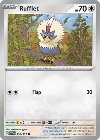 Pokémonkaart Rufflet nummer 152/191