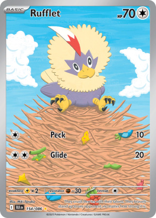 Pokémonkaart Rufflet nummer 154/86 uit de set Black Bolt (Scarlet & Violet)