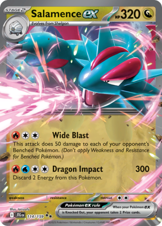 Pokémonkaart Salamence ex nummer 114/159 uit de set Journey Together (Scarlet & Violet)
