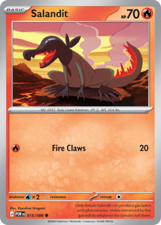 Pokémonkaart Salandit nummer 15/88 uit de set Perfect Order (Mega Evolution)