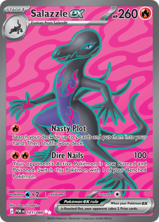 Pokémonkaart Salazzle ex nummer 101/88 uit de set Perfect Order (Mega Evolution)