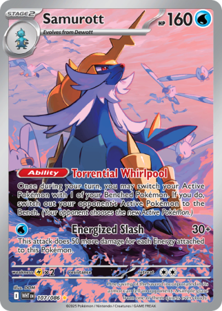 Pokémonkaart Samurott nummer 107/86 uit de set White Flare (Scarlet & Violet)