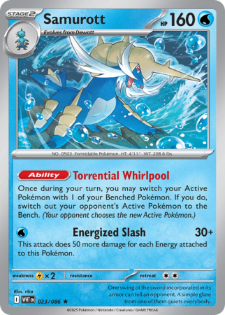 Pokémonkaart Samurott nummer 23/86 uit de set White Flare (Scarlet & Violet)
