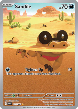 Pokémonkaart Sandile nummer 135/86 uit de set Black Bolt (Scarlet & Violet)