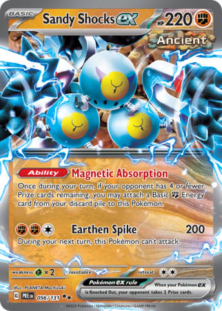 Pokémonkaart Sandy Shocks ex nummer 56/131 uit de set Prismatic Evolutions (Scarlet & Violet)