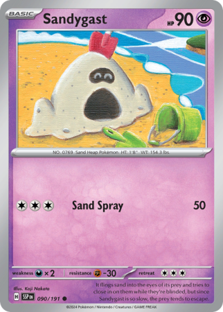 Pokémonkaart Sandygast nummer 90/191 uit de set Surging Sparks (Scarlet & Violet)