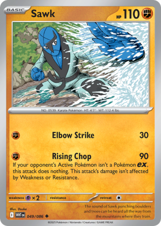 Pokémonkaart Sawk nummer 49/86 uit de set White Flare (Scarlet & Violet)