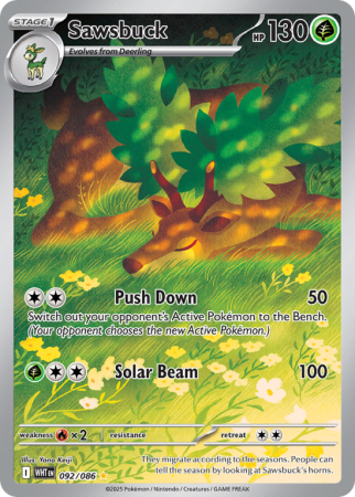 Pokémonkaart Sawsbuck nummer 92/86 uit de set White Flare (Scarlet & Violet)