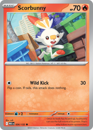 Pokémonkaart Scorbunny nummer 26/132
