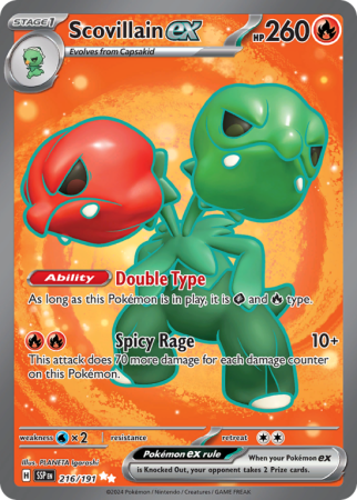Pokémonkaart Scovillain ex nummer 216/191