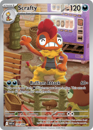 Pokémonkaart Scrafty nummer 139/86 uit de set White Flare (Scarlet & Violet)