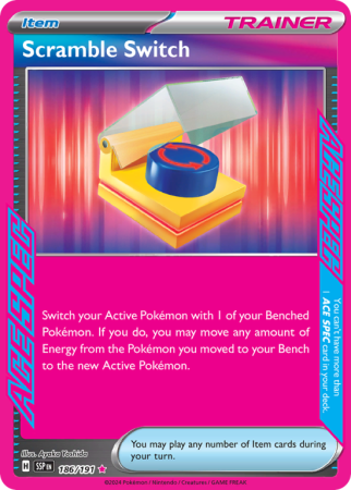 Pokémonkaart Scramble Switch nummer 186/191 uit de set Surging Sparks (Scarlet & Violet)