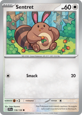 Pokémonkaart Sentret nummer 118/159 uit de set Journey Together (Scarlet & Violet)